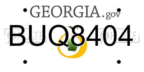 BUQ8404 Georgia License Plate
