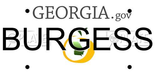 BURGESS Georgia License Plate
