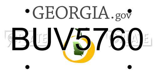 BUV5760 Georgia License Plate