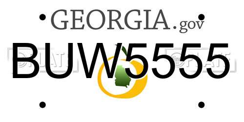 BUW5555 Georgia License Plate