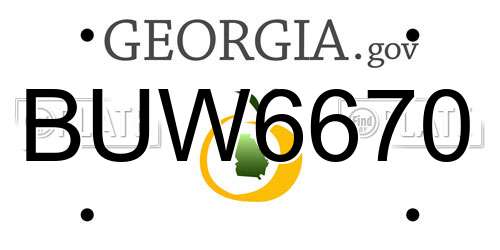 BUW6670 Georgia License Plate