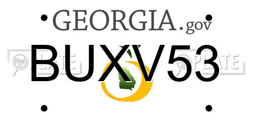 BUXV53 Georgia License Plate
