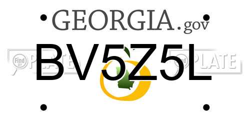 BV5Z5L Georgia License Plate