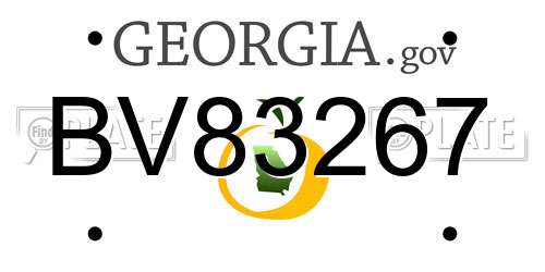 BV83267 Georgia License Plate