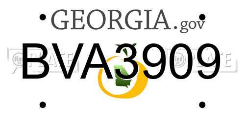 BVA3909 Georgia License Plate