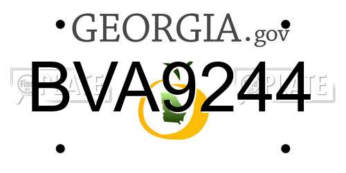 BVA9244 Georgia License Plate