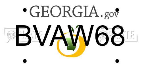 BVAW68 Georgia License Plate