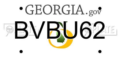 BVBU62 Georgia License Plate