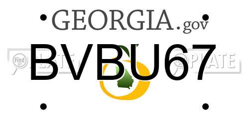 BVBU67 Georgia License Plate