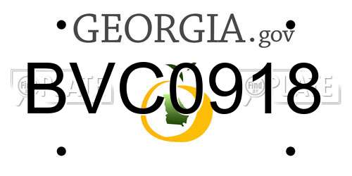 BVC0918 Georgia License Plate