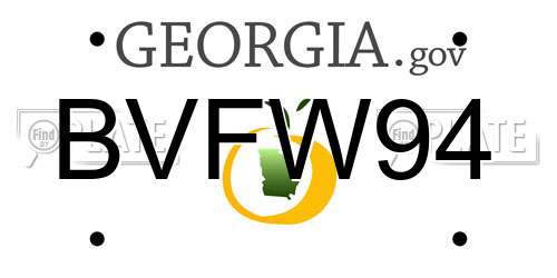 BVFW94 Georgia License Plate