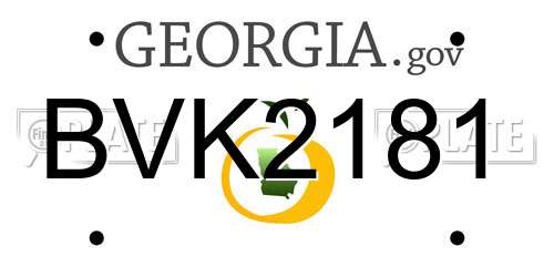 BVK2181 Georgia License Plate