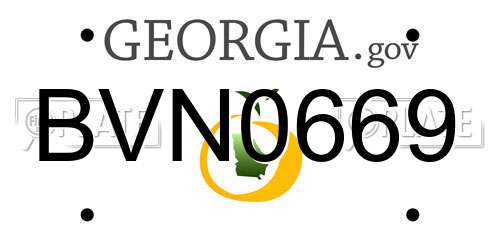 BVN0669 Georgia License Plate