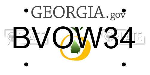 BVOW34 Georgia License Plate
