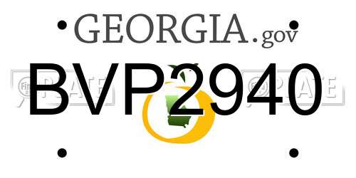 BVP2940 Georgia License Plate