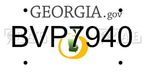 BVP7940 Georgia License Plate