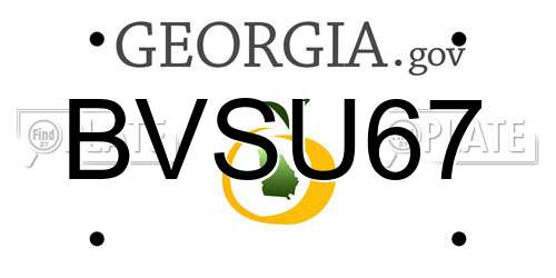 BVSU67 Georgia License Plate
