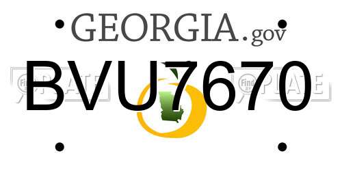 BVU7670 Georgia License Plate