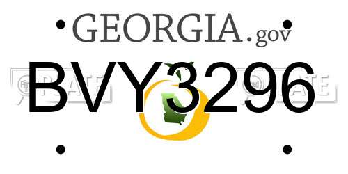 BVY3296 Georgia License Plate