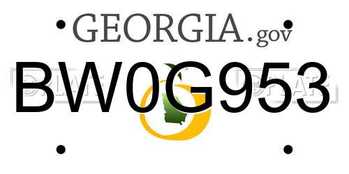 BW0G953 Georgia License Plate