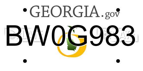 BW0G983 Georgia License Plate