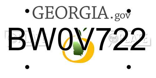 BW0V722 Georgia License Plate