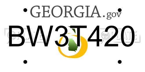 BW3T420 Georgia License Plate