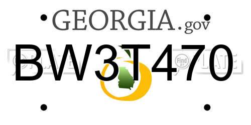 BW3T470 Georgia License Plate