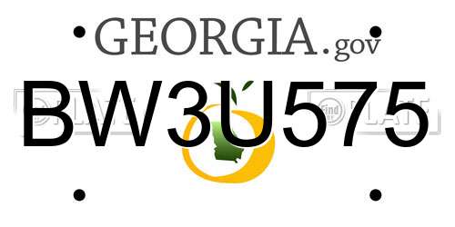 BW3U575 Georgia License Plate