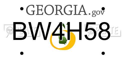 BW4H58 Georgia License Plate