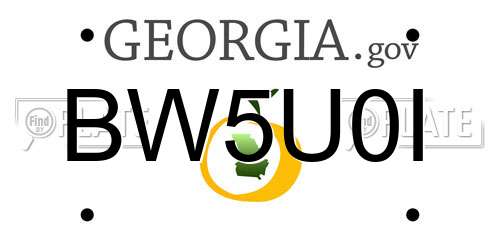 BW5U0I Georgia License Plate