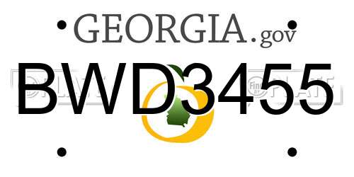 BWD3455 Georgia License Plate