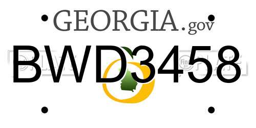 BWD3458 Georgia License Plate