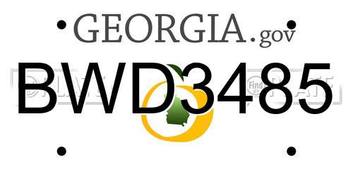 BWD3485 Georgia License Plate