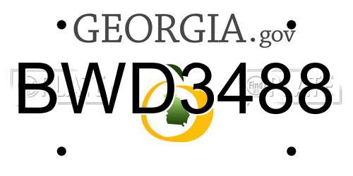 BWD3488 Georgia License Plate