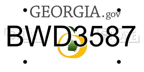 BWD3587 Georgia License Plate