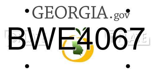 BWE4067 Georgia License Plate