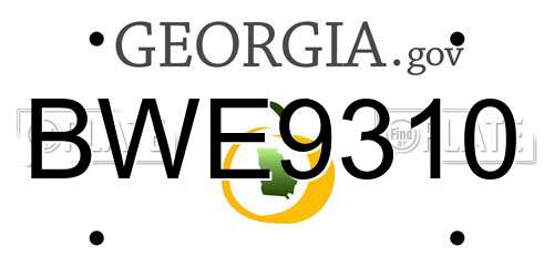 BWE9310 Georgia License Plate