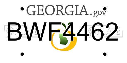 BWF4462 Georgia License Plate