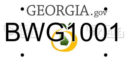 BWG1001 Georgia License Plate