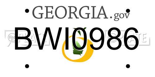 BWI0986 Georgia License Plate
