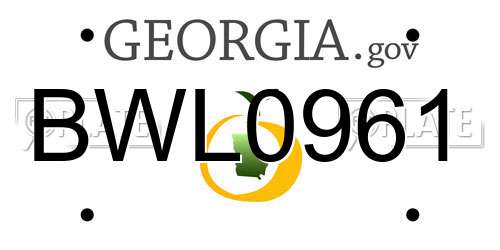 BWL0961 Georgia License Plate