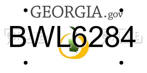 BWL6284 Georgia License Plate