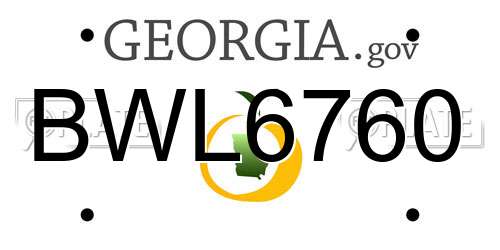 BWL6760 Georgia License Plate