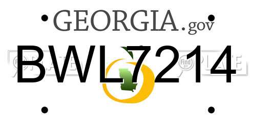 BWL7214 Georgia License Plate