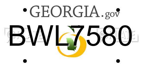 BWL7580 Georgia License Plate