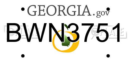 BWN3751 Georgia License Plate
