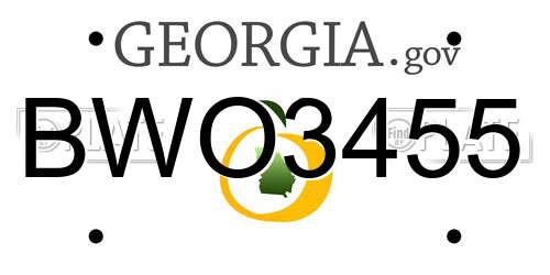 BWO3455 Georgia License Plate
