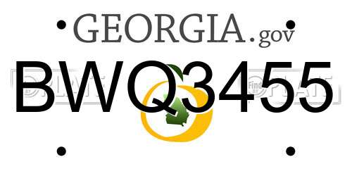 BWQ3455 Georgia License Plate