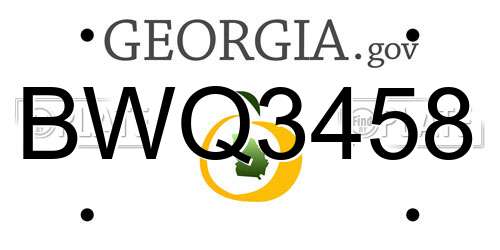 BWQ3458 Georgia License Plate